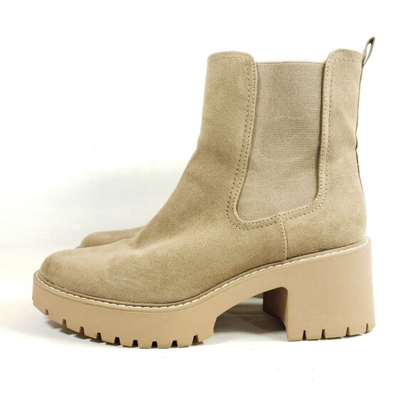 Universal Thread Womens Size 11 Beige Faux Suede Chunky Heel Chelsea Boots - Picture 3 of 10